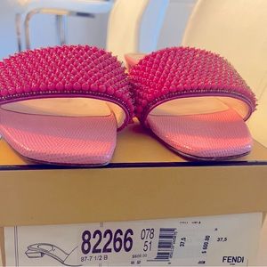Fendi neon pink flat sandals 7.5